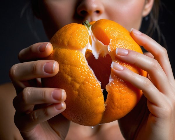 Close-up of a person holding a vibrant orange fruit