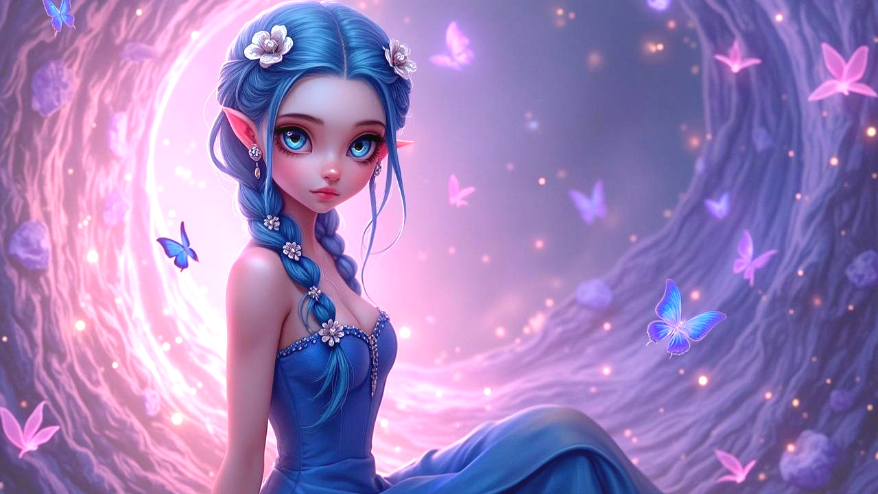 Whimsical Fairy in a Magical Twilight Environment