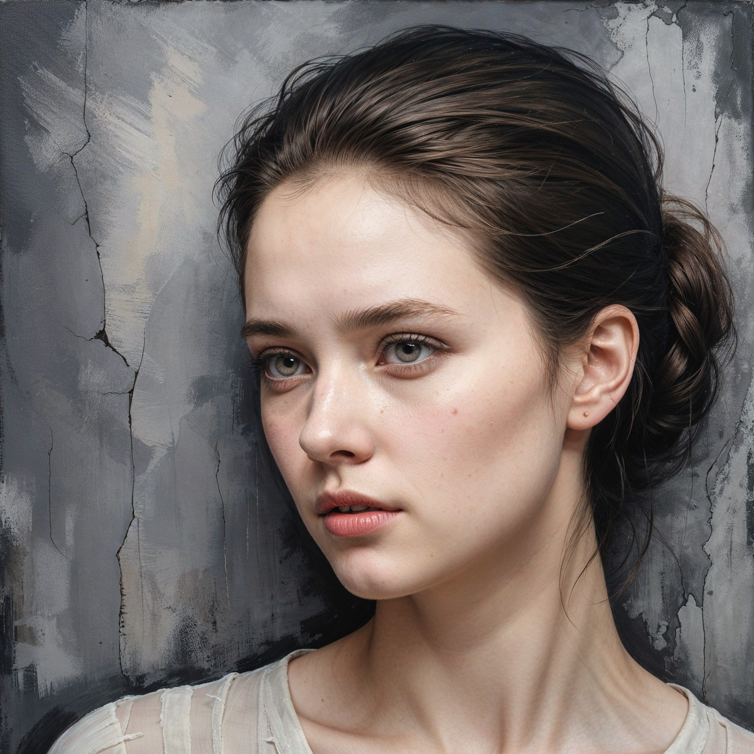 Close-up Portrait of a Young Woman with Serene Expression