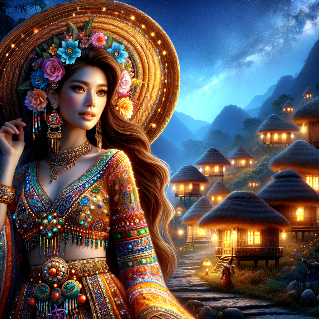 Traditional Attire and Vibrant Colors in Twilight Scene