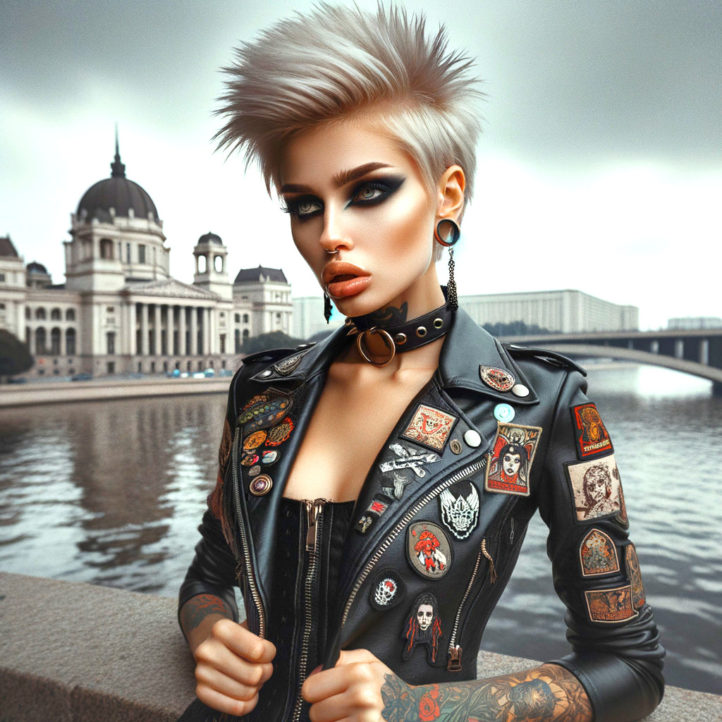 Punk Individual by River with Historical Building