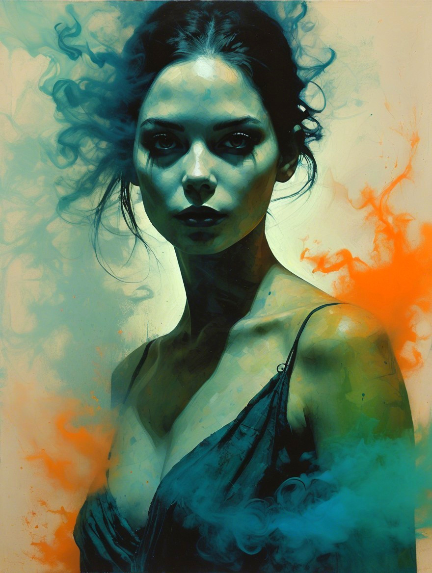 Portrait of a Woman with Vibrant Color Background