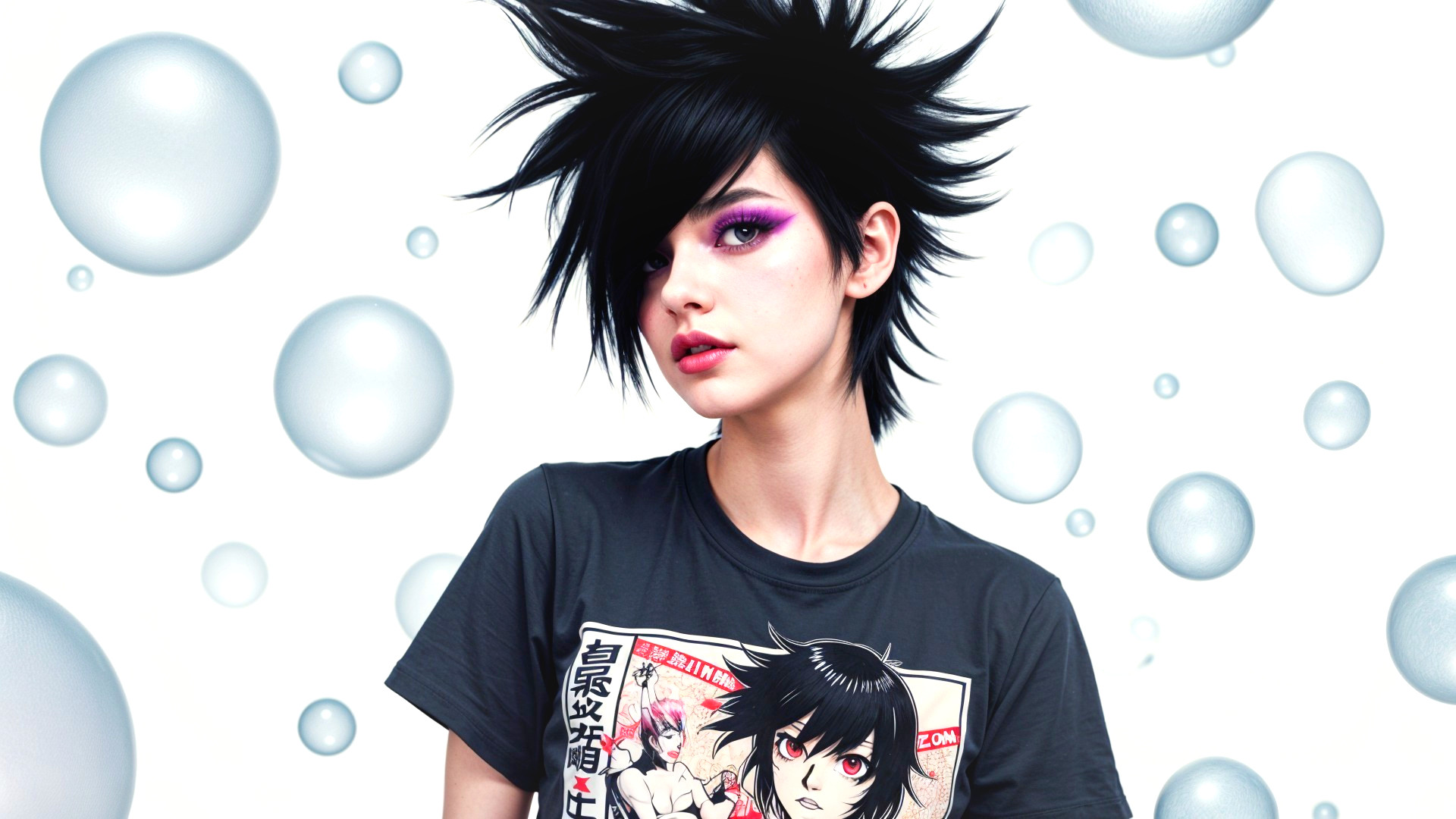 Young person with spiky hair and bold makeup portrait