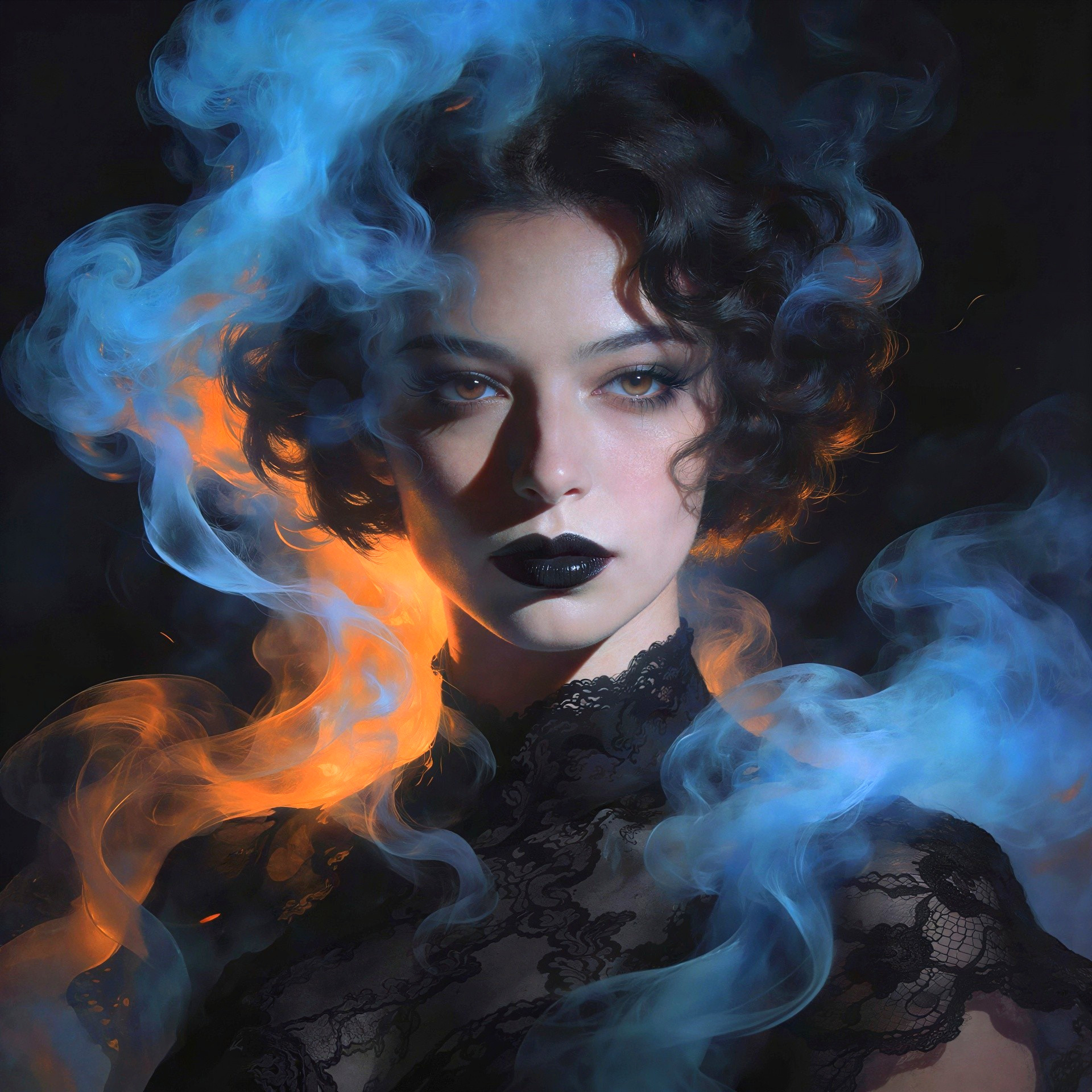 Dark Fantasy Portrait of a Woman with Ethereal Energy