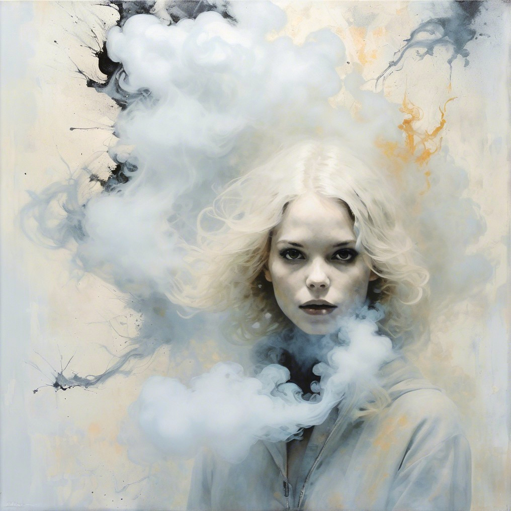 Haunting Portrait of a Young Woman with White Hair