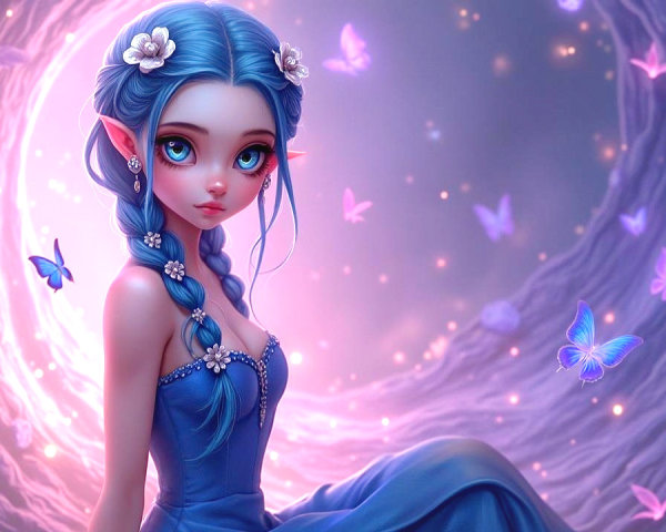 Whimsical Fairy in a Magical Twilight Environment