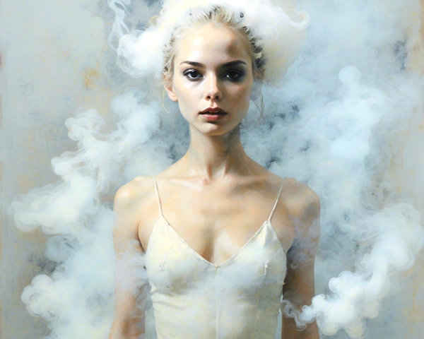 Portrait of a Young Woman in Ethereal Atmosphere