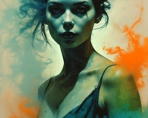 Portrait of a Woman with Vibrant Color Background