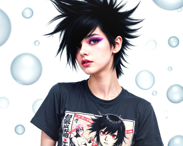 Young person with spiky hair and bold makeup portrait