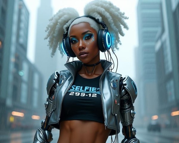 Futuristic Urban Scene with Cyberpunk Aesthetic