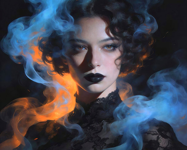 Dark Fantasy Portrait of a Woman with Ethereal Energy