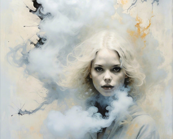 Haunting Portrait of a Young Woman with White Hair