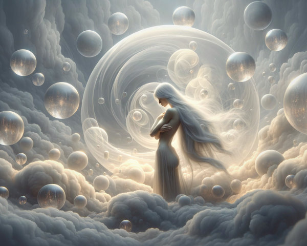Luminous Figure in Ethereal Clouds and Spheres
