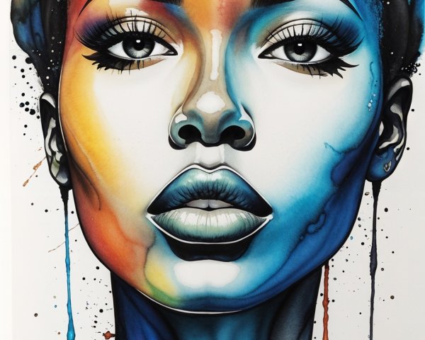 Vibrant Portrait of a Woman with Bold Brushstrokes