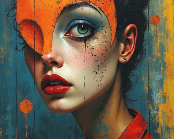 Portrait of a Woman with Geometric Face Painting