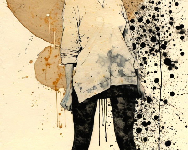 Monochromatic Illustration of a Graceful Woman