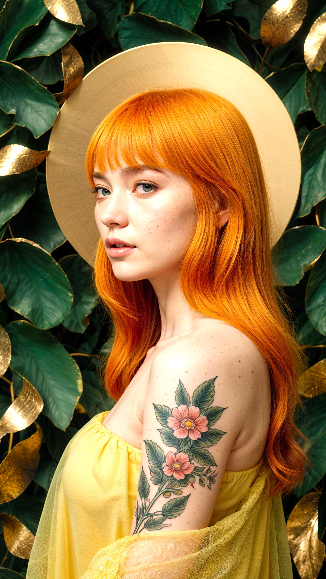 Young Woman with Orange Hair in Nature Setting