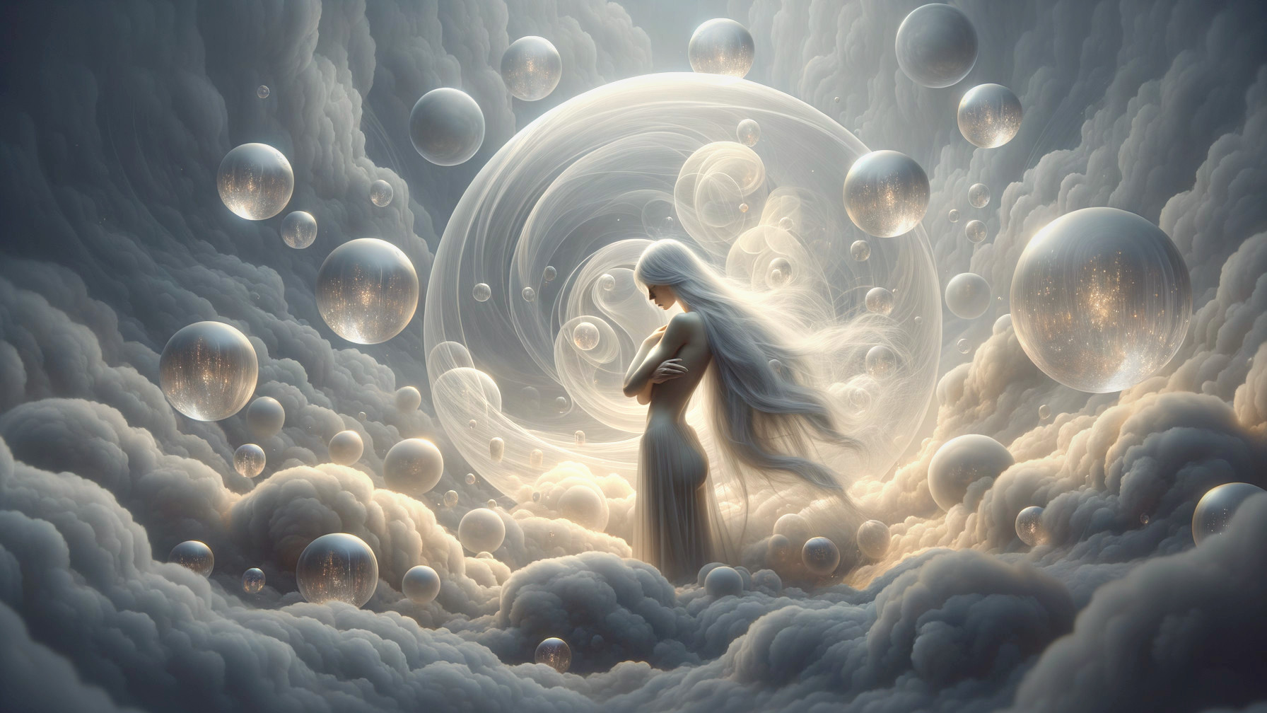 Luminous Figure in Ethereal Clouds and Spheres
