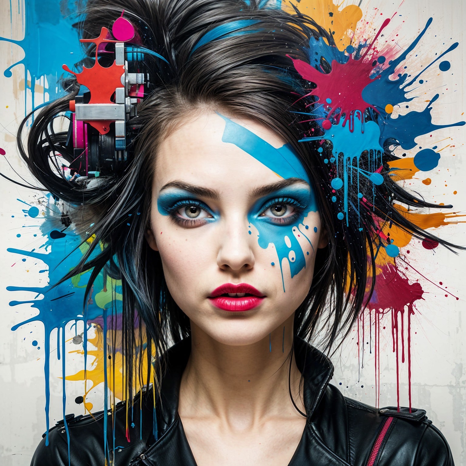Portrait of a Young Woman with Bold Makeup and Hair