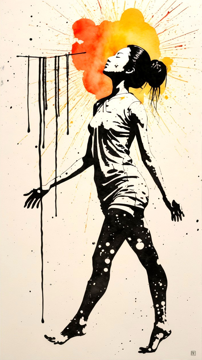 Artistic silhouette of a woman with vibrant colors