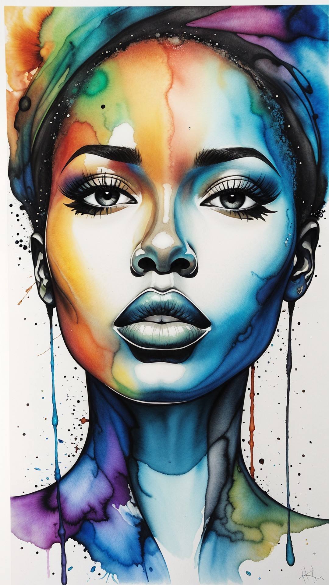 Vibrant Portrait of a Woman with Bold Brushstrokes