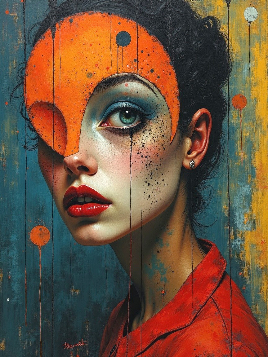 Portrait of a Woman with Geometric Face Painting