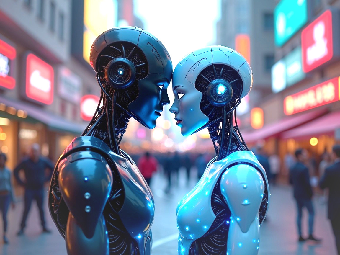Humanoid Robots in a Futuristic Urban Environment