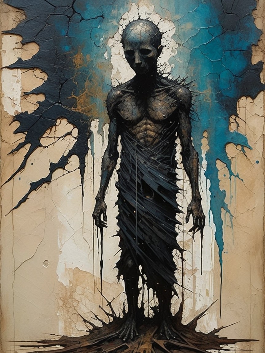 Haunting Figure with Elongated Form in Surreal Art