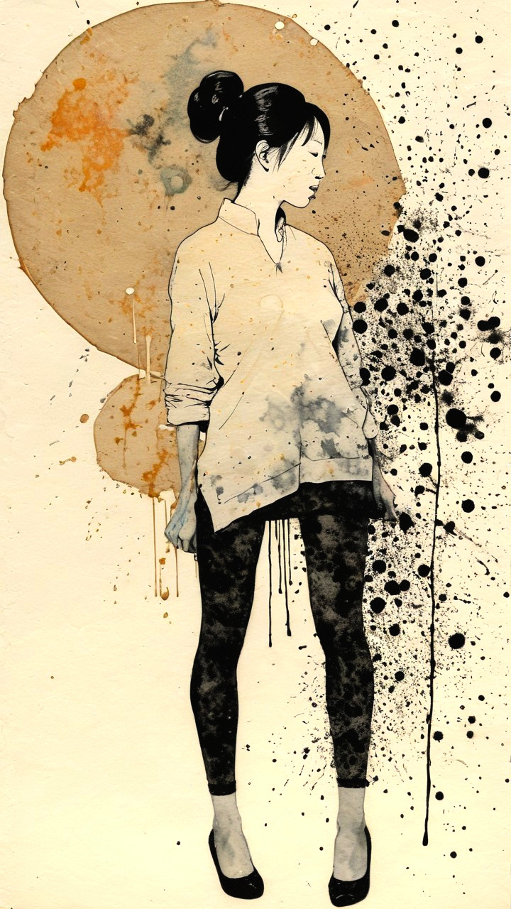 Monochromatic Illustration of a Graceful Woman