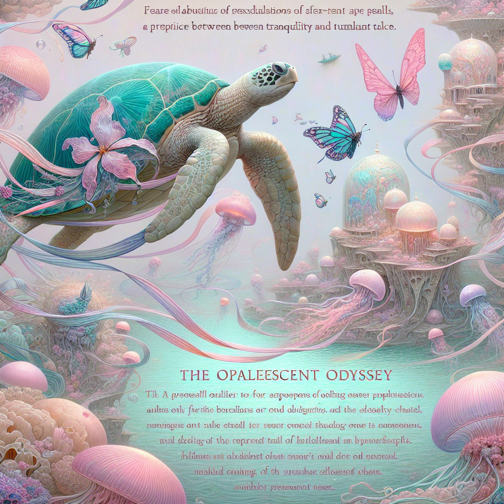 Surreal Underwater Scene with Turtles and Jellyfish