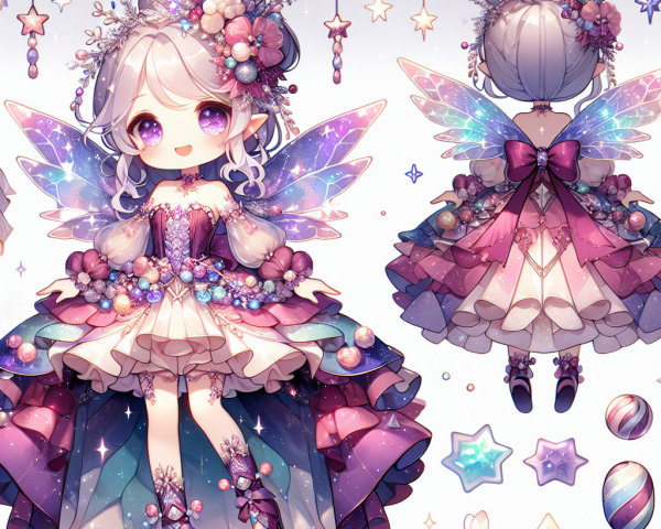 Anime-style fairy in princess dress with detailed features