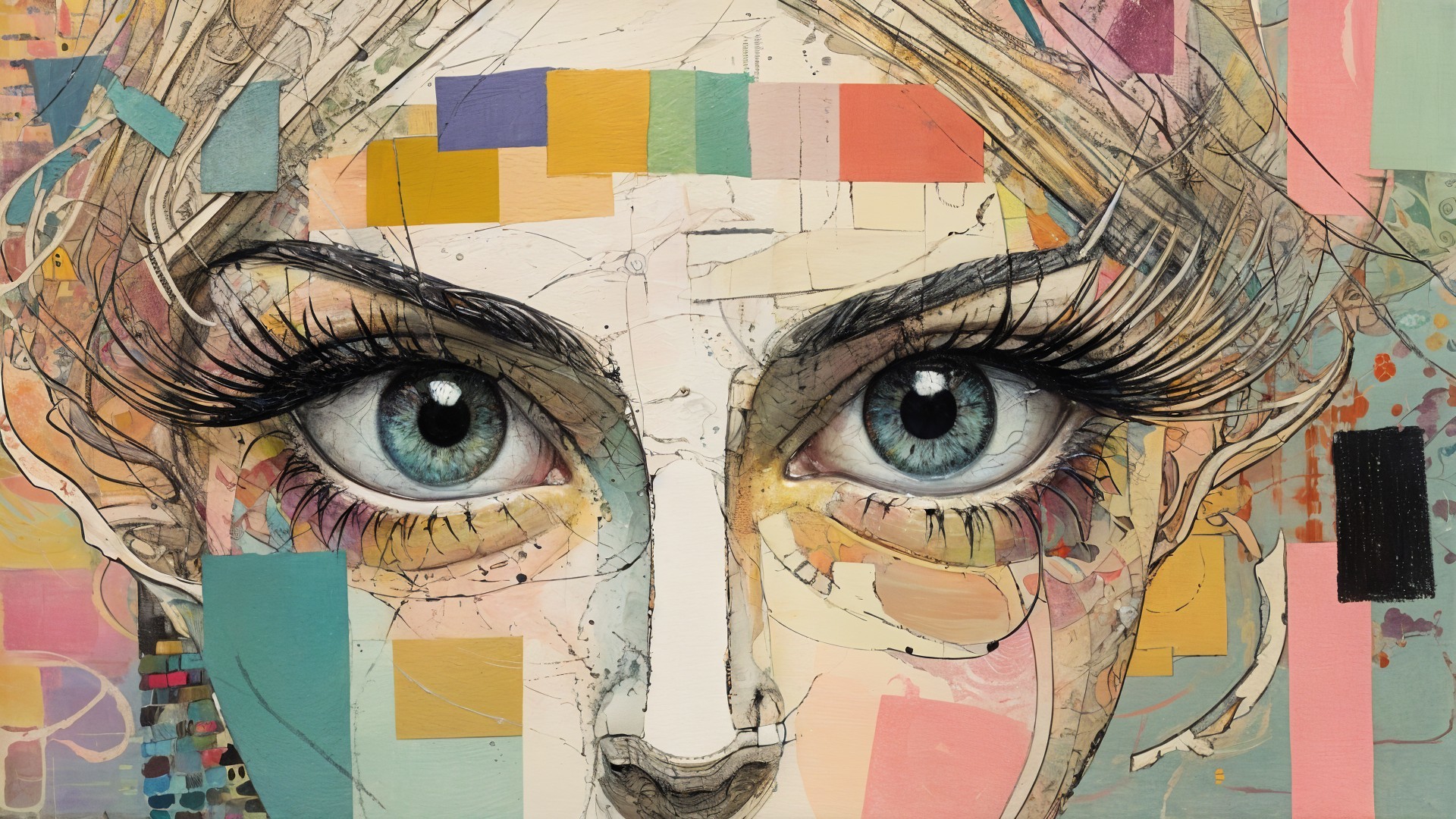 Close-Up of Expressive Face with Pastel Background