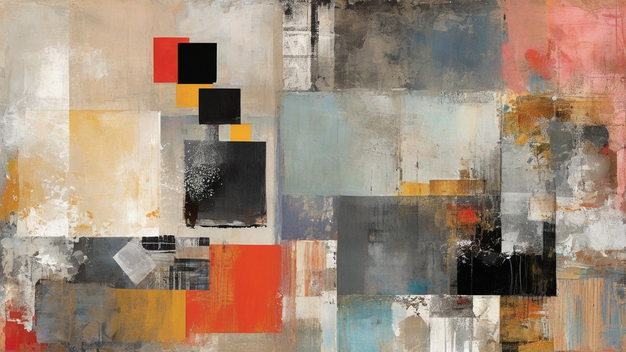 Abstract Composition of Geometric Shapes and Colors
