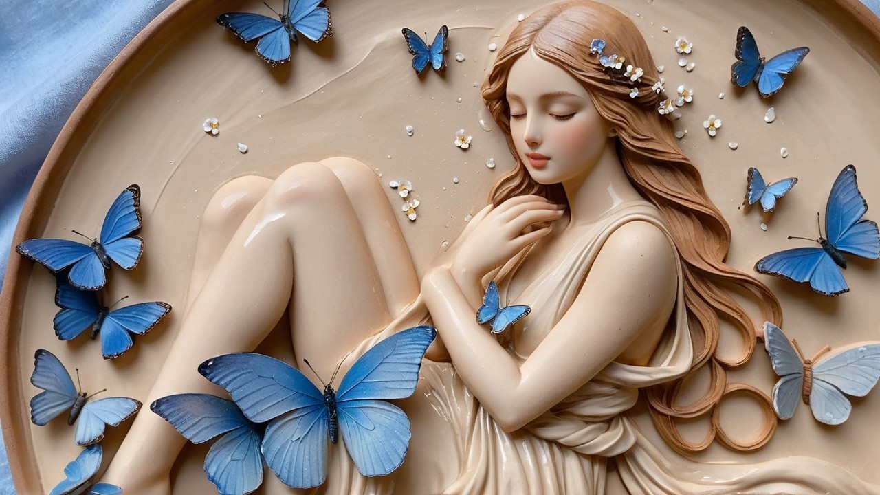 Three-Dimensional Art of Woman with Butterflies