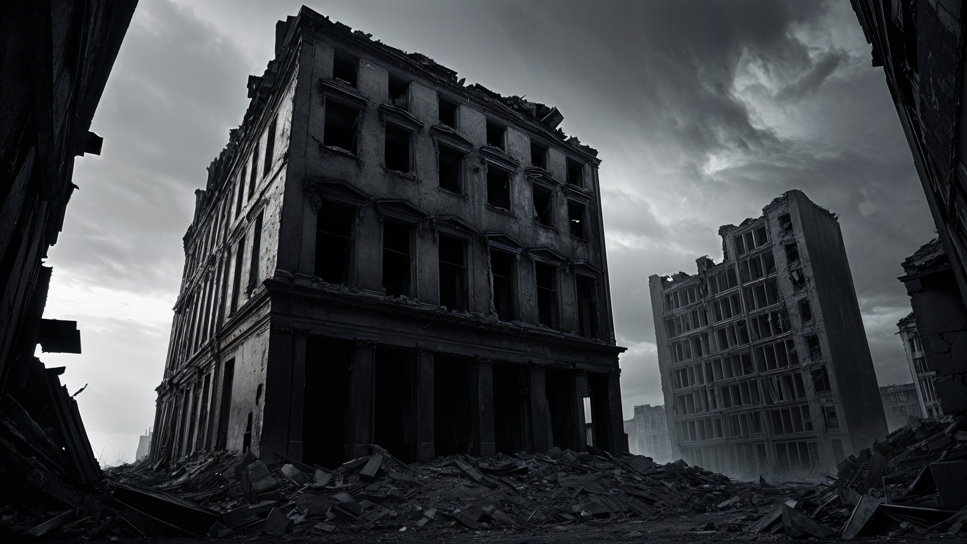 Desolate Urban Landscape with Dilapidated Buildings