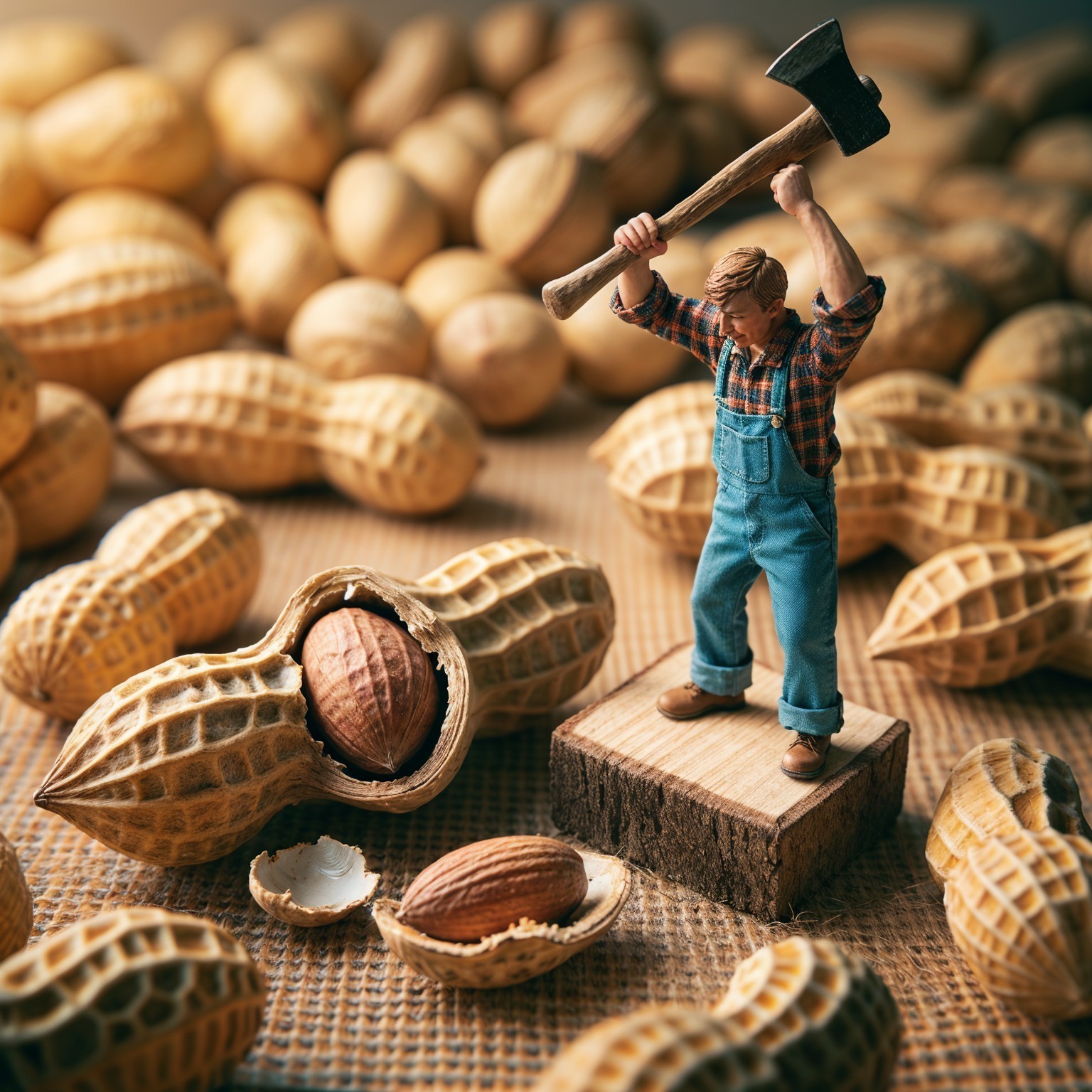 Miniature Figurine of Man with Axe and Peanuts