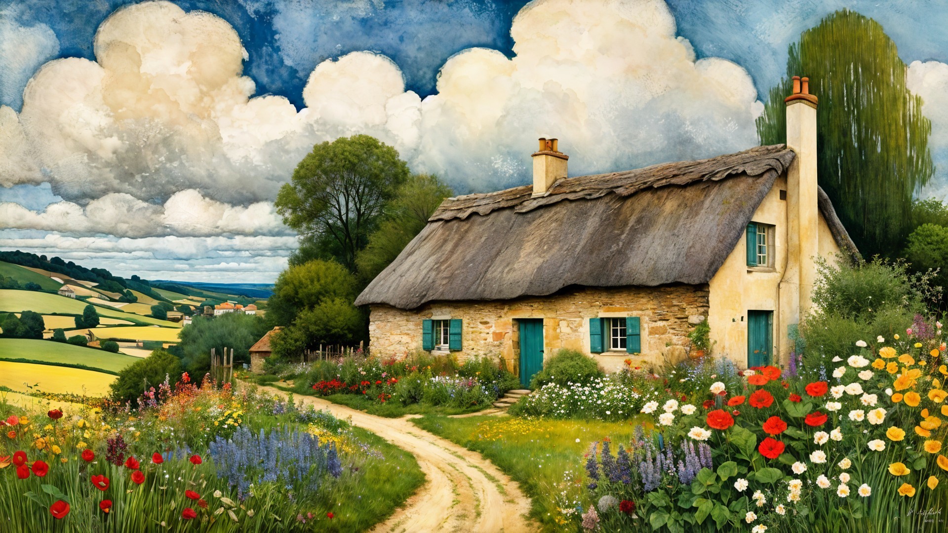 Charming Cottage Surrounded by Wildflower Gardens