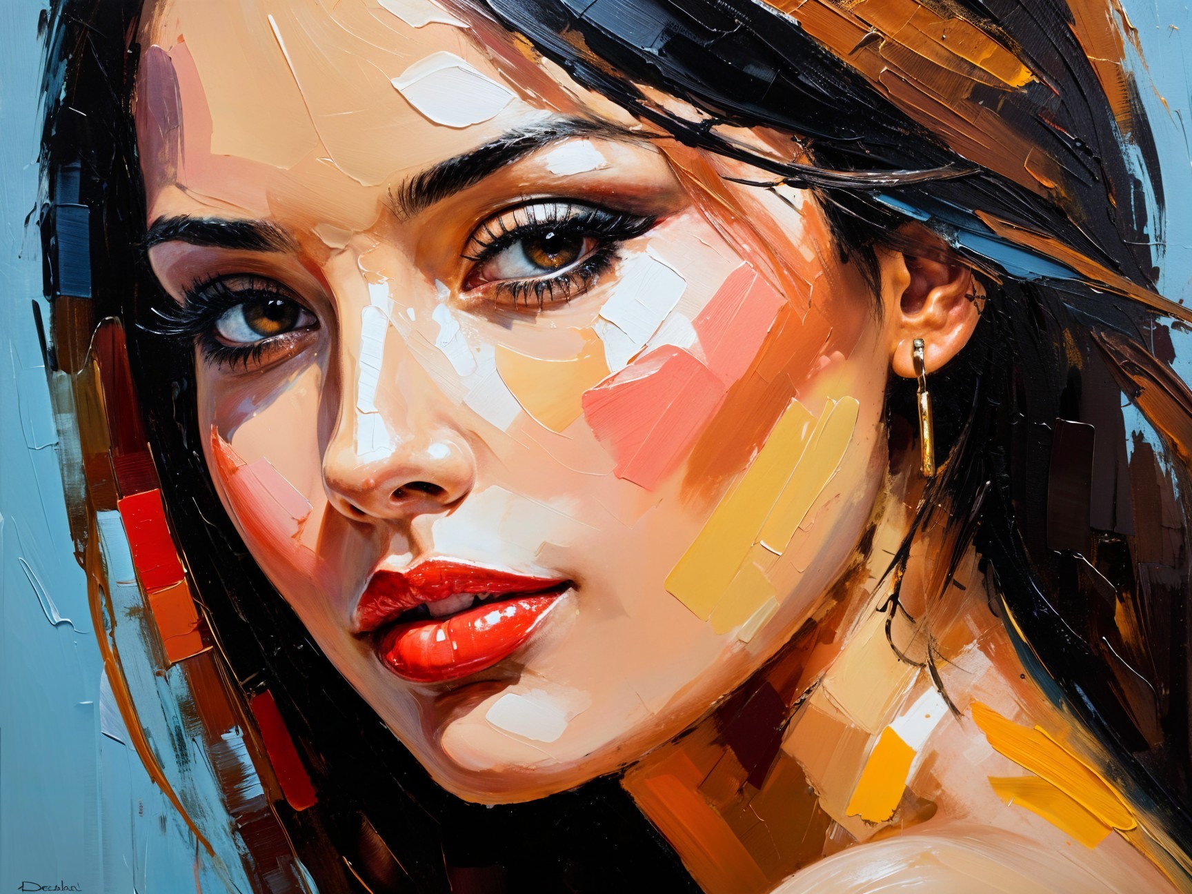 Vibrant Portrait of a Young Woman with Bold Colors