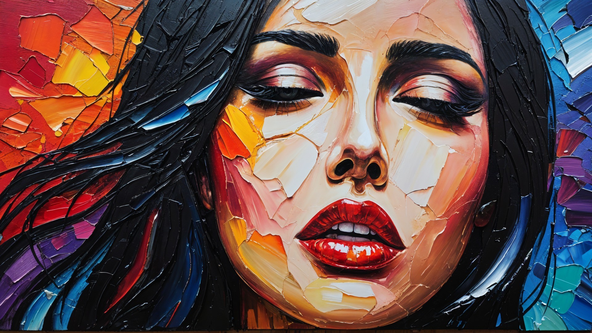 Vibrant Portrait of a Woman with Abstract Background