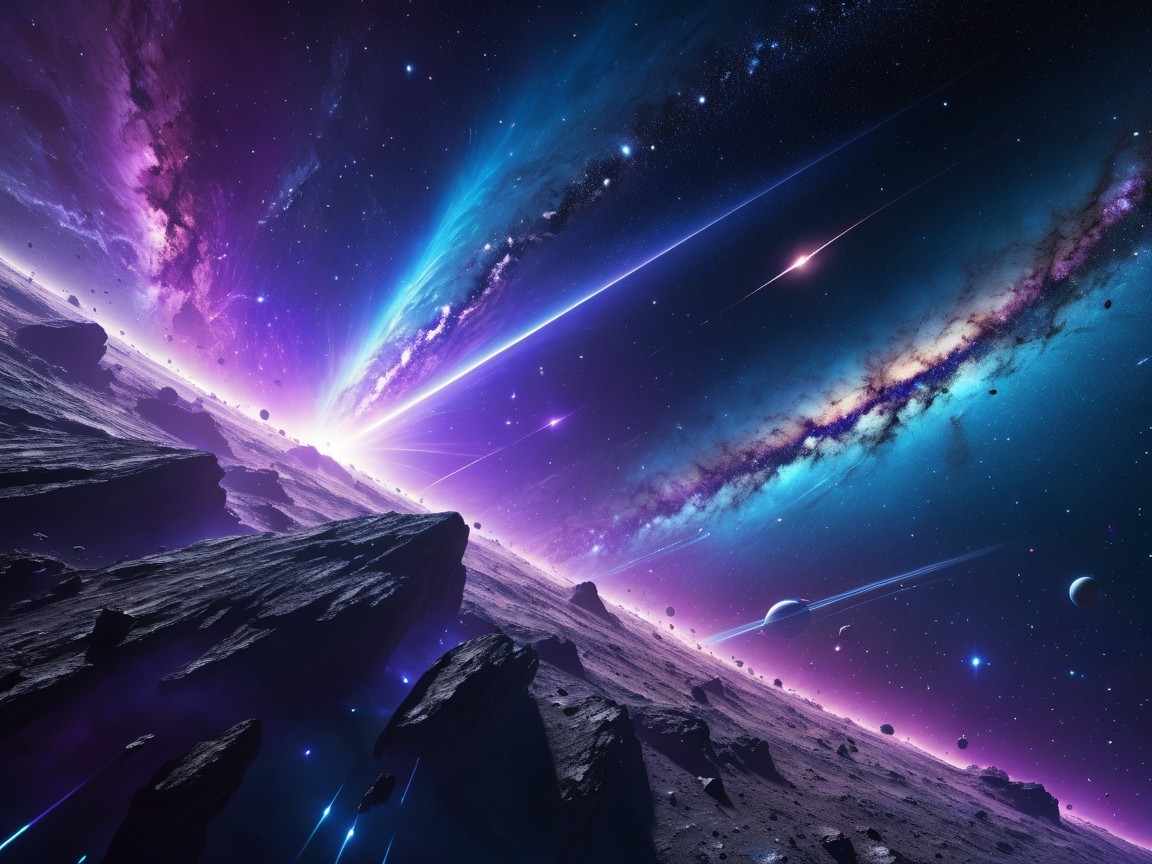 Vibrant Cosmic Scene with Nebulae and Celestial Bodies