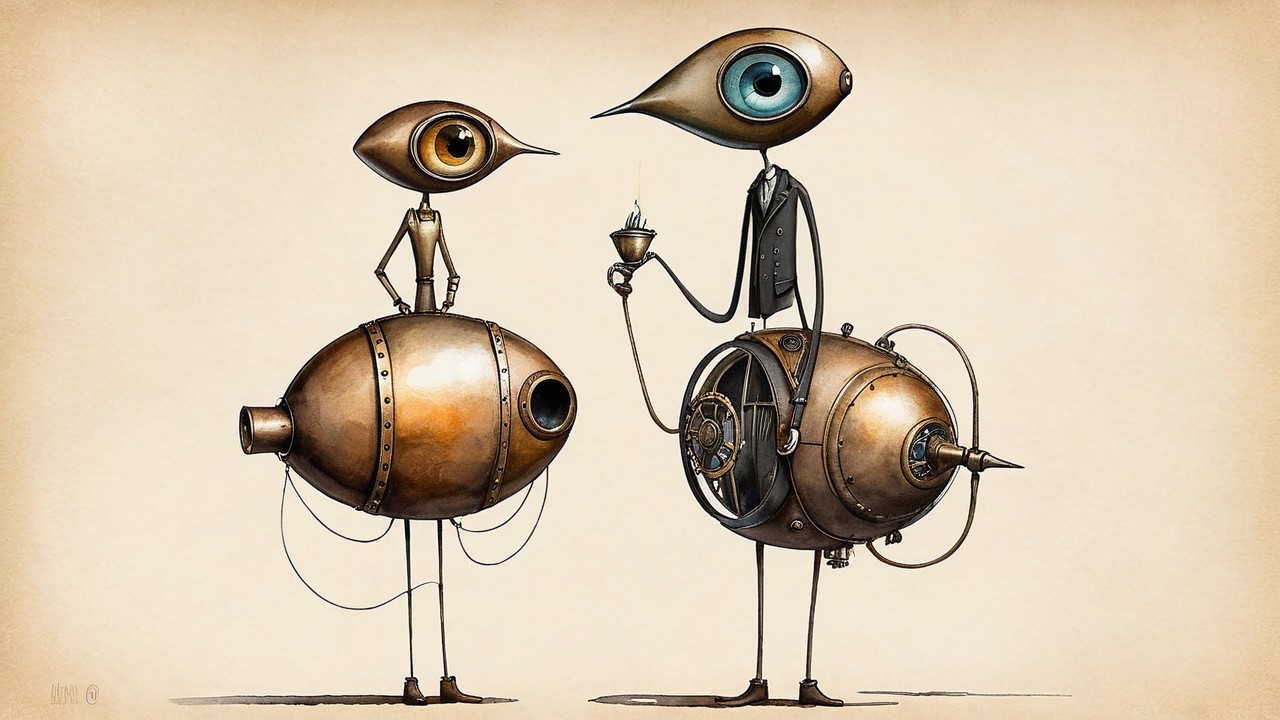 Whimsical Steampunk Characters with Mechanical Features