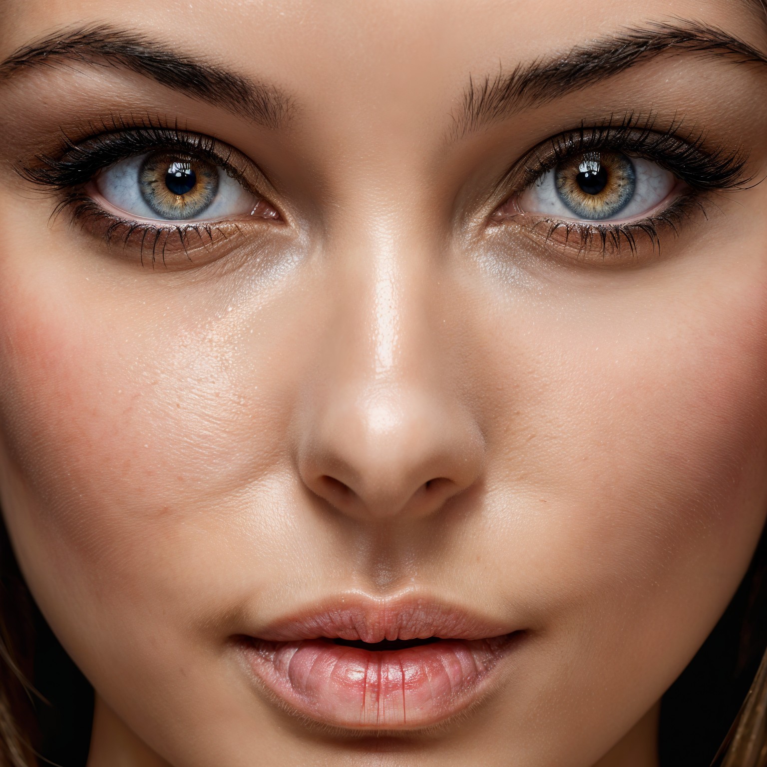 Close-up Portrait of a Young Woman with Blue Eyes