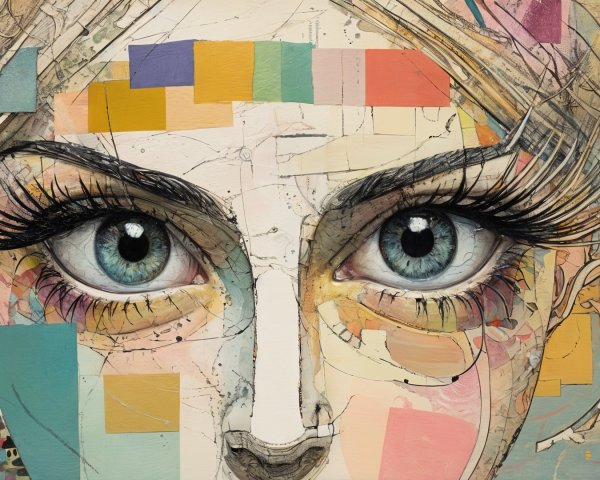 Close-Up of Expressive Face with Pastel Background