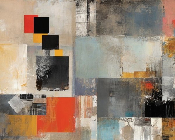 Abstract Composition of Geometric Shapes and Colors