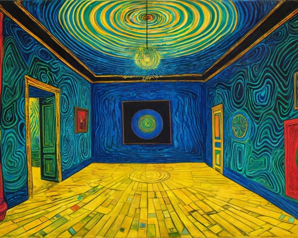 Vividly Colored Room with Blue and Yellow Patterns