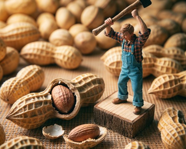 Miniature Figurine of Man with Axe and Peanuts