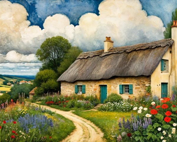Charming Cottage Surrounded by Wildflower Gardens