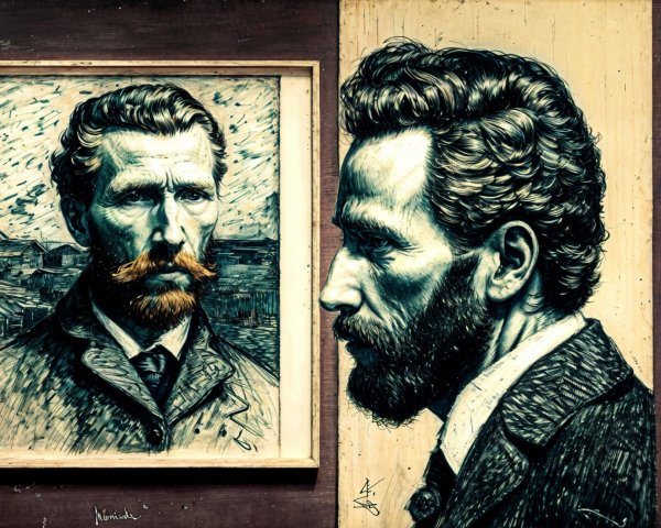 Contrasting Artistic Portraits of Men with Facial Hair