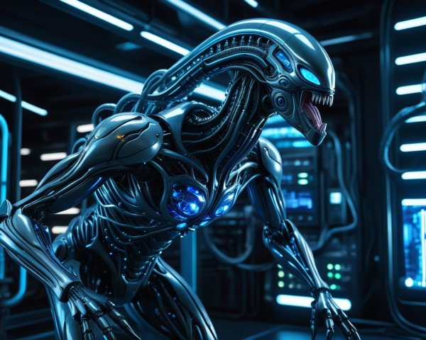 Futuristic Robot in High-Tech Sci-Fi Environment