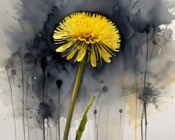 Vibrant Yellow Dandelion Against Abstract Background